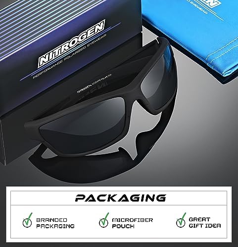 Nitrogen Polarized Wrap Around Sport Sunglasses for Men Women UV400 Protection Sun Glasses