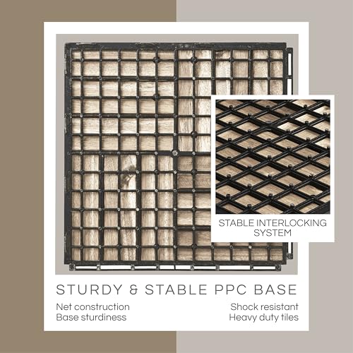 10 Pcs Interlocking Deck Tiles, Patio Flooring - Outdoor Waterproof Acacia Wood Tiles for All Weather Use - Balcony, Backyard, Indoor & Outdoor (White, 10 Pcs - 12.1 Square Ft)