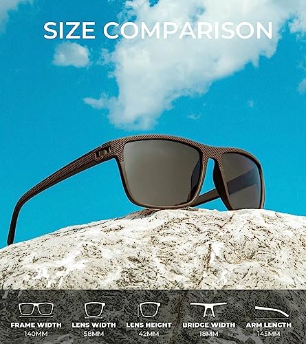 KALIYADI Polarized Sunglasses for Men, Lightweight Sun Glasses with UV Protection for Driving Fishing Golf
