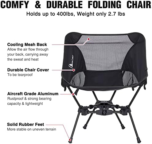 MOON LENCE Portable Camping Chair Backpacking Chair - The 4th Generation Ultralight Folding Chair - Compact, Lightweight Foldable Chairs for Hiking Mountaineering, Beach