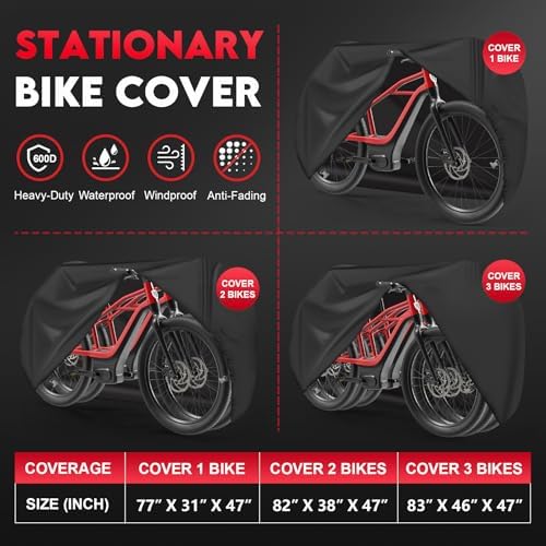 Bike Cover for 1 Bike - 600D Bike Covers Outdoor Storage Waterproof & Heavy Duty, Bicycle Cover for Single eBike, Mountain Bike, Road Bike, Hybrid Bike, Beach Cruiser Bike, Scooter and More