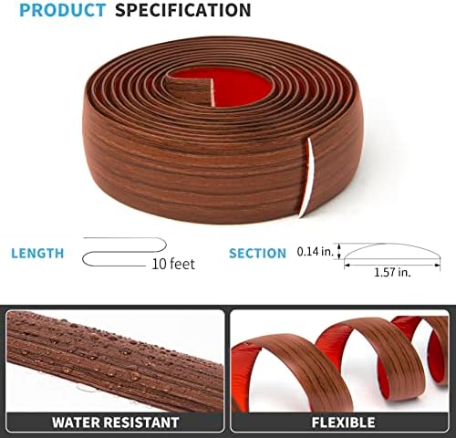 Art3d 10 FT Self Adhesive Vinyl Floor Transition Strip, Laminate Floor Strip Floor Flat Divider Strip for Joining Floor Gaps,Carpet Threshold Transition,Floor Tiles(1.57in, Cherry)