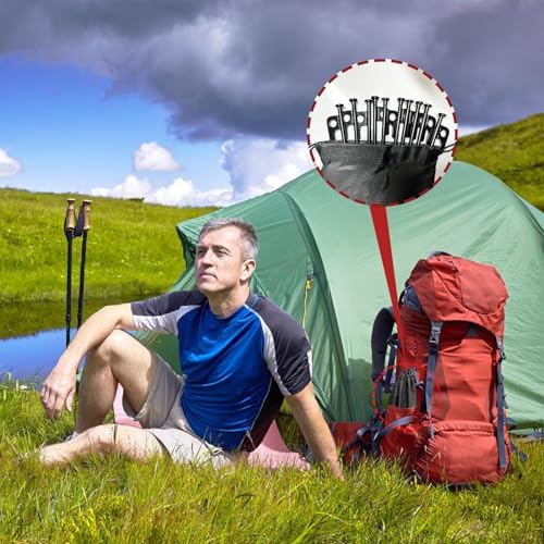 24Pcs Tent Stakes, 12in Heavy Duty Tent Stakes with Storage Pouch, Forged Steel Metal Stake for Tent Used on Rocky Place, Grassland, Dessert(24Pcs, 12in, Diameter 1/4")