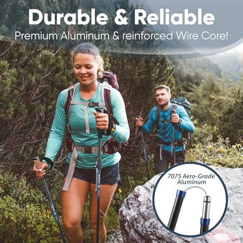 TREKOLOGY Hiking Poles with Real Cork Grips, Adjustable for Heights 5'2'' to 6'5'' – Lightweight Trekking Poles, Aircraft-Grade Aluminum, Compact Fold for Hiking & Backpacking (2pc Set) TREKZ Cork SE