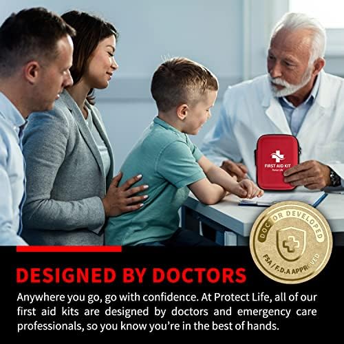 Protect Life Survival First Aid Kit for Home/Business, Camping Survival Kits | Mini Travel First Aid Kit | Camping Equipment | Small Kits for Car | Outdoor Emergency Survivals Pack