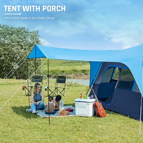 4/6/8 Person Instant Cabin Tent, Easy 60 Second Setup Family Tents for Camping, Pop up Camping Tent, Large Waterproof Tents for Outdoor Camping, Spacious Interior, Upgraded Ventilation