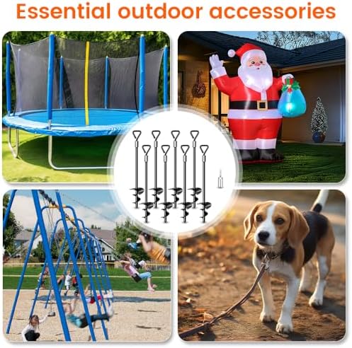 Ground Anchors Tent Stakes Trampoline Anchors Heavy Duty Screw in 8 Pack, Tent Stakes High Winds Heavy Duty for Camping Tent, Canopies, Carports, Sheds, Swing Sets,14in Ground Anchors
