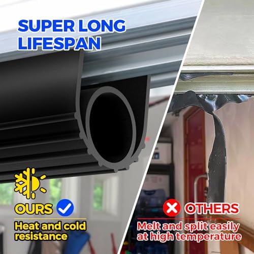 Holikme Garage Door Seals Bottom Rubber,Weather Stripping Kit Seal Strip Replacement, 5/16 Inch T-End, 3.74 Inch Width (22Ft, Black)