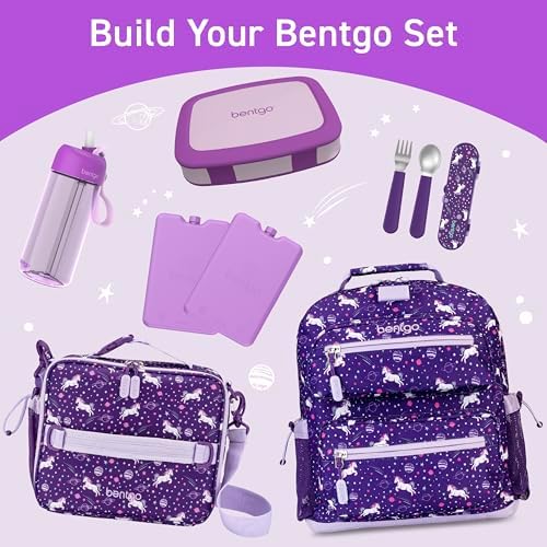 Bentgo Kids Water Bottle - Leak-Proof, Durable Tritan, BPA-Free 15 oz. Cup for Kids/Toddlers Ages 3+, Safe Sip Spout, Carrying Handle, & Dishwasher Safe for School, Sports, Daycare & Camp (Purple)