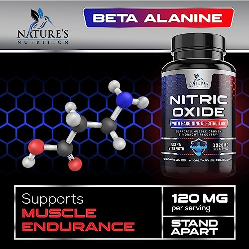 Extra Strength Nitric Oxide Supplement L Arginine 3X Strength - Citrulline Malate, AAKG, Beta Alanine - Premium Muscle Supporting Nitric Oxide Booster for Strength & Energy Supplements - 120 Capsules