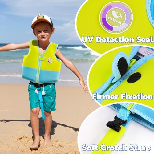 Pottwal Swim Vest for Kids - Swim Jacket for 1-2 Years (24-33LBS) - Buoyancy Aid Made of Neoprene & EPE - with Adjustable Crotch Strap