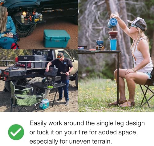 Vehicle Tire-Mounted Steel Camping, Travel, Tailgating and Outdoor Work Table, Black (Steel) , 29 x 23 x 1.5"
