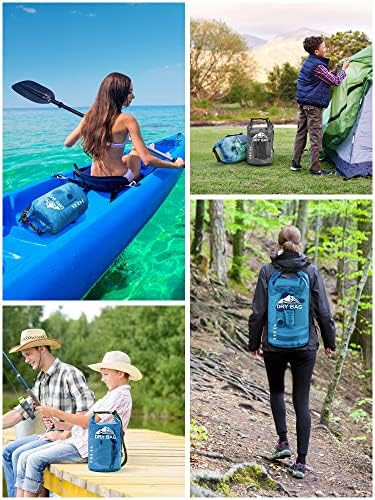 HEETA Dry Bag Waterproof for Women Men, 5L/10L/20L/30L/40L Roll Top Lightweight Dry Storage Bag Backpack with Phone Case for Travel, Swimming, Boating, Kayaking, Camping & Beach, 11 Transparent Colors