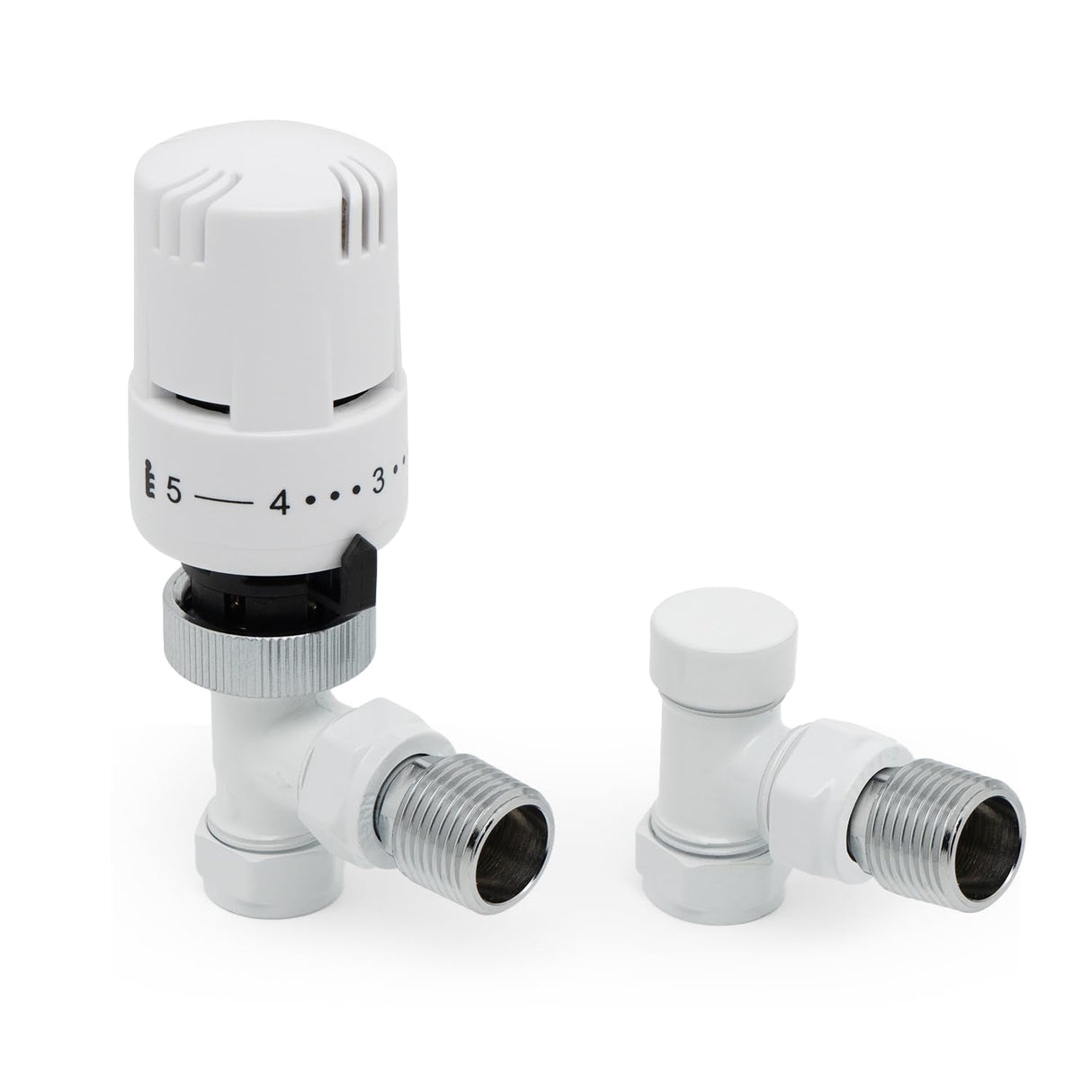 Thermostatic Radiator Valve Angled - Vancoco Thermostatic Valve for a Verti Cal Radiator TRV & Lockshield 1/2" x 15mm for Radiator Central Heating