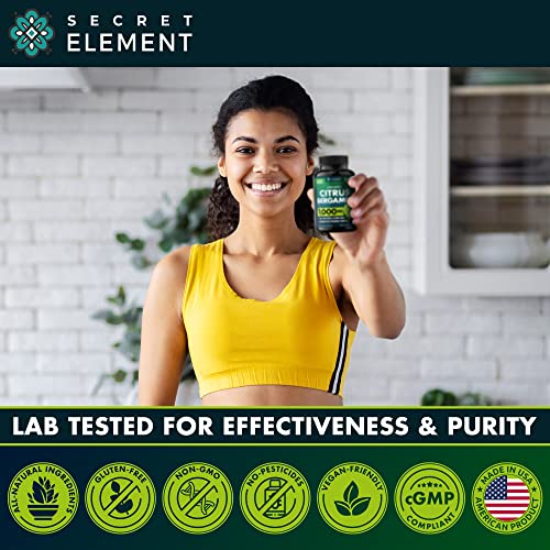 SECRET ELEMENT Citrus Bergamot Extract 1000mg - Organic Citrus Bergamot Supplement for Heart, Immune System Support, and Healthy Aging - Pure, Vegan Bergamot Capsules