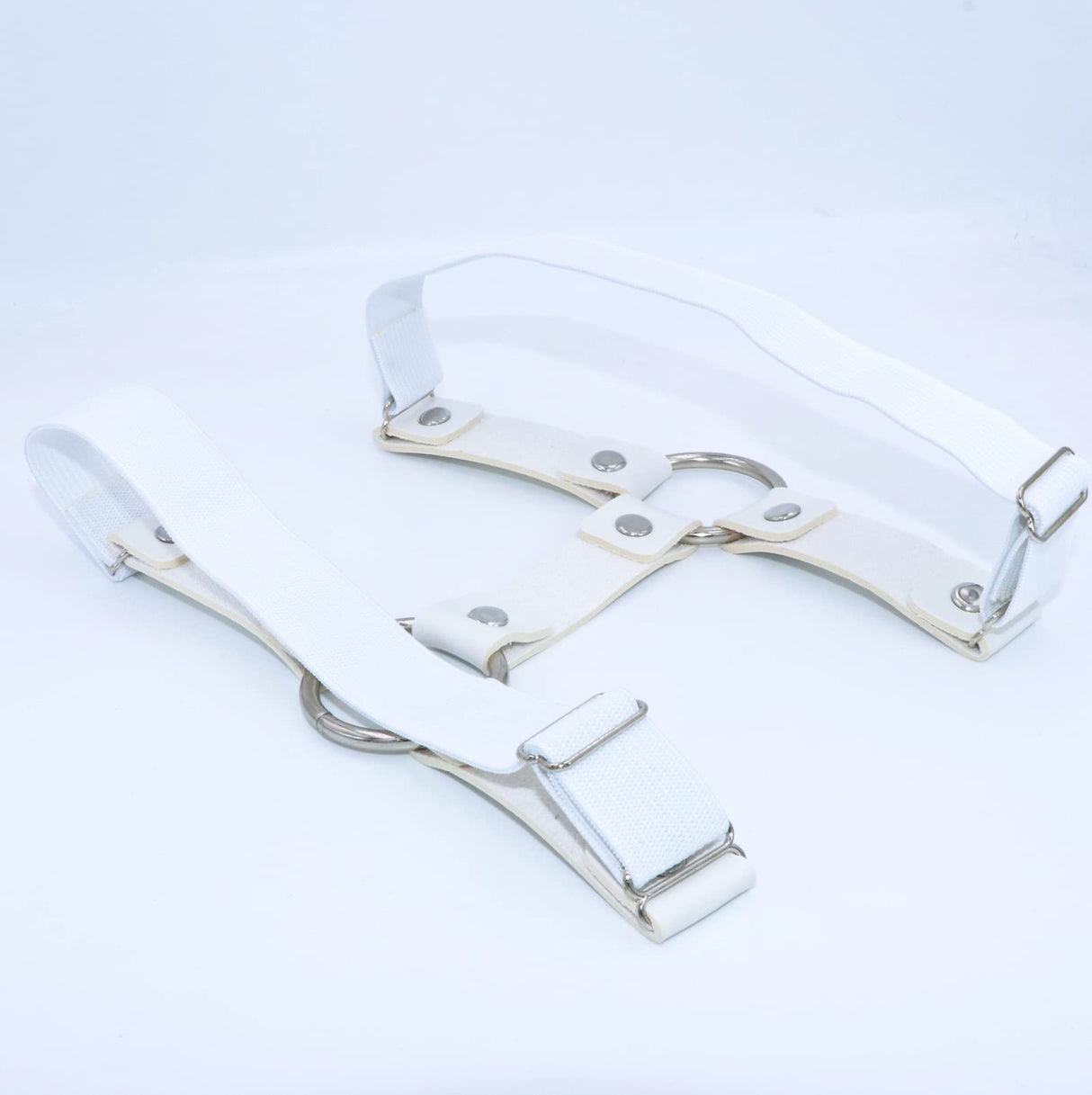 UnderYours Adjustable Elastice 2 Rows Leather Leg Harness Garter Belt Punk Gothic Thigh Ring Garter (White)