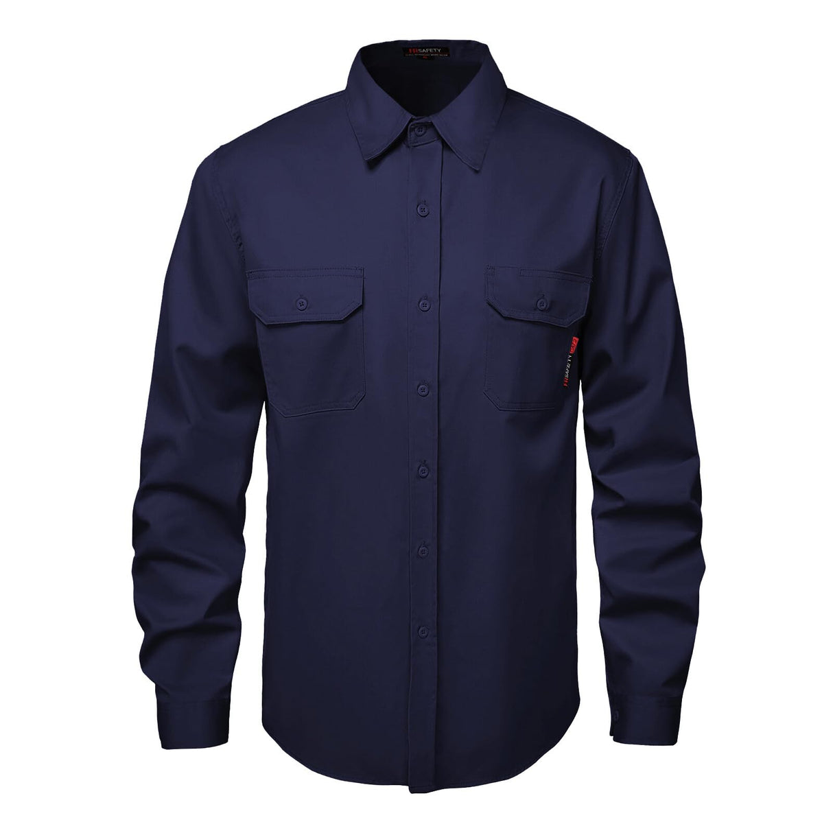 SKSAFETY 7oz FR Shirts for Men, Long Sleeve Flame Resistant 100% Cotton Fire Retardant Shirt, Work Welding Shirt CAT2 (Navy 2XL)