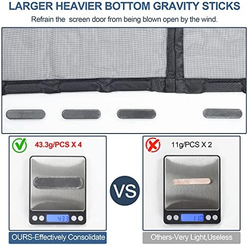 Upgraded Magnetic Screen Door Thicker 255g/㎡ Reinforced Mesh,Reversible Left Right Side Opening,Fit Door Size 32 x 80 Inch,Retractable Mosquito Net for Door,Mesh Insect Screens not of Metal