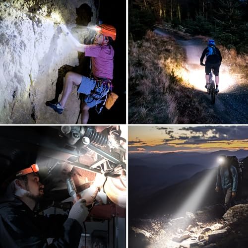 Headlamp Flashlight, 2-Pack Super Bright LED Rechargeable Headlight - Spotlight&Floodlight Combination,Sensor Control, 8 Modes,IPX5 Waterproof, 20+Hrs Runtime for Camping-Orange