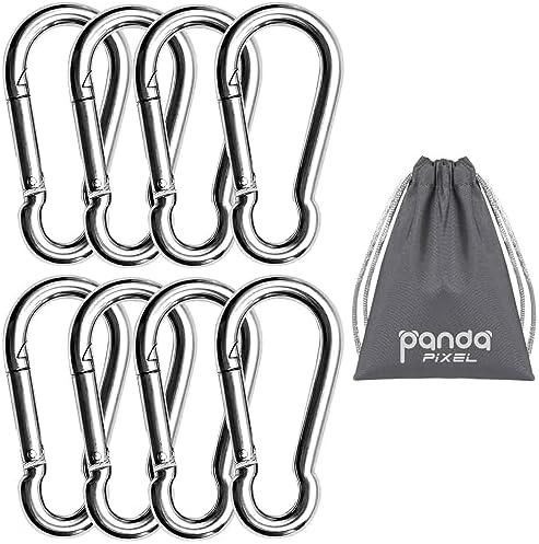 Pixel Panda 3.1&4 Inch Heavy Duty Carabiner Clips Load 1000lbs, 2&4&8Pack Large Snap Hooks for Gym, Outdoor, Swing, Hammock