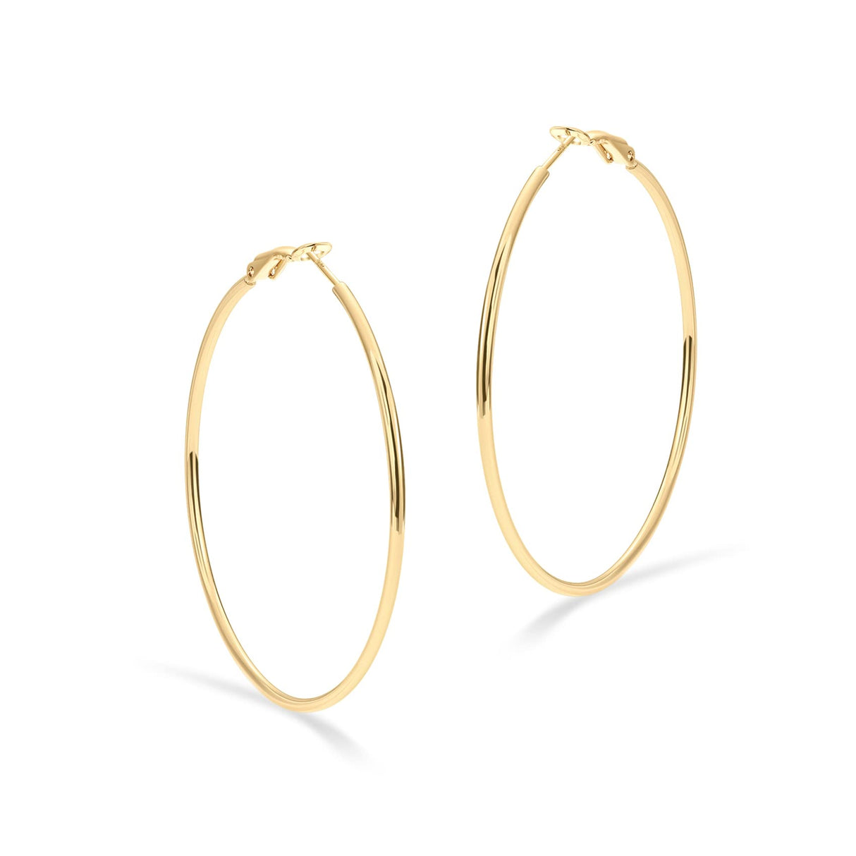 PAVOI Hoop Earrings for Women, 925 Silver, Yellow Gold, Size 60 Millimeters