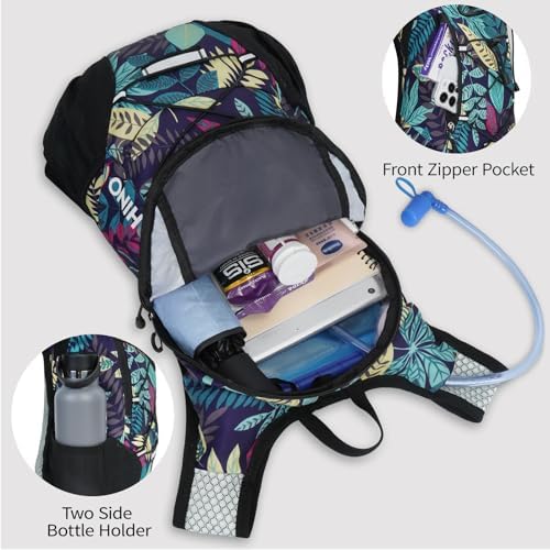 Lightweight Hydration Backpack, Running Backpack with 2L Water Bladder, Hydro Water Daypack for Cycling Hiking Rave for Men Women