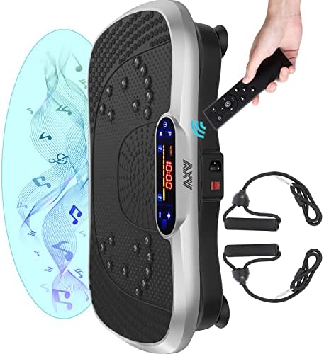 AXV Vibration Plate Fitness Platform Exercise Machine Vibrating Lymphatic Drainage Shaking Full Body Shaker Workout Vibrate Stand Shake Board Sport Gym for Weight Loss Fat Burner for Women Men