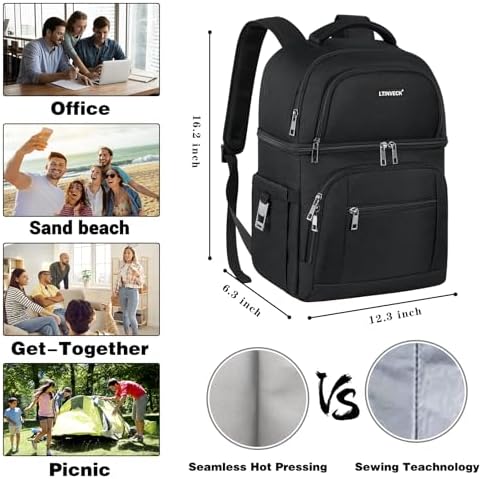 Cooler Backpack,Insulated Backpack Cooler Leakproof Double Deck Cooler Bag for Men Women RFID Lunch Backpack