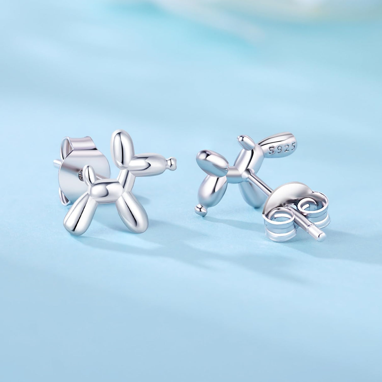 Cycuff 925 Sterling Silver Earrings Studs Colorful Cubic Zirconia Jewelry Stud Earrings for Women Set Earring Present for Her (Cute Balloon Dog Earrings)