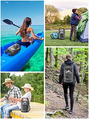 HEETA Dry Bag Waterproof for Women Men, 5L/10L/20L/30L/40L Roll Top Lightweight Dry Storage Bag Backpack with Phone Case for Travel, Swimming, Boating, Kayaking, Camping & Beach, 11 Transparent Colors