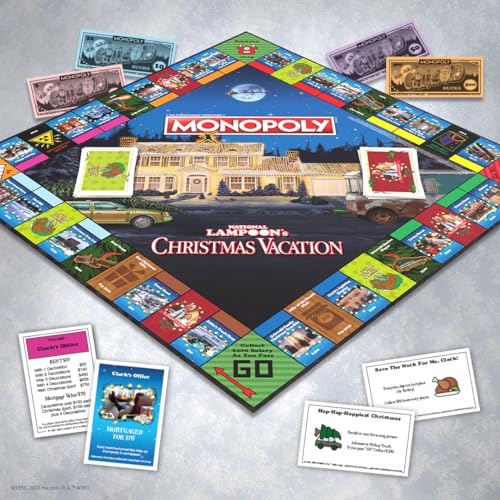 Monopoly National Lampoons Christmas Vacation, Featuring Themed Tokens Squirrel, Egg Nog Glass, Chainsaw & More, 2-6 Players, Ages 15+, Play Time 60+, Officially Licensed National Lampoons Board Game