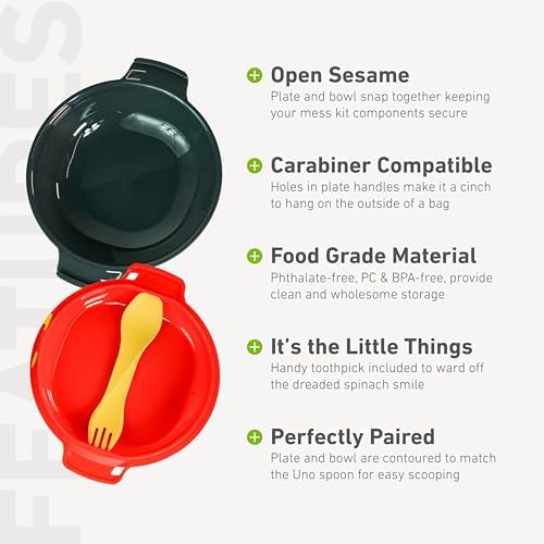 humangear GoKit Light | Travel Mess Kit | 5-Tool Portable Bowl, Plate, Spork | Camping Utensils