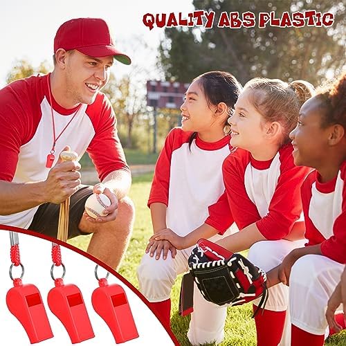 Honoson 100 Pcs Whistle for Adults with Lanyard Plastic Safety Emergency Whistle Survival Loud for Lifeguard Coaches Hiking Self Defense Outdoor Camping Accessories