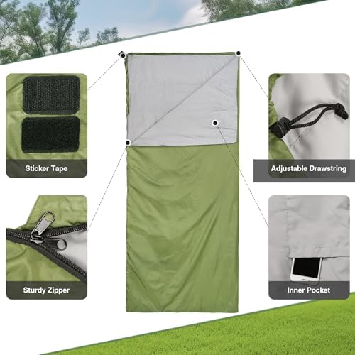 REDCAMP Ultra Lightweight Sleeping Bag for Backpacking, Comfort for Adults Warm Weather, with Compression Sack