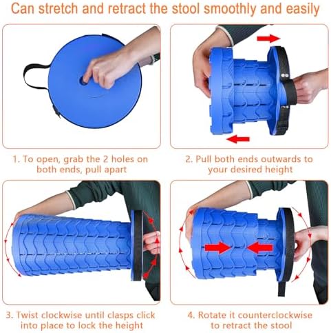 Boreeman Upgraded Folding Stool Lightweight Yet More Sturdy with Load Capacity 400lbs Portable Collapsible Stool for Camping Fishing Hiking BBQ (All Blue)