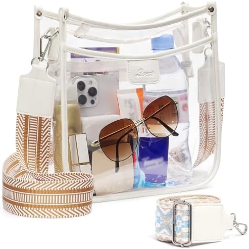 3 Pockets Large Clear Bag for Stadium Events with 2 Long Straps Purse for Women Crossbody Bag Concert Stadium Approved
