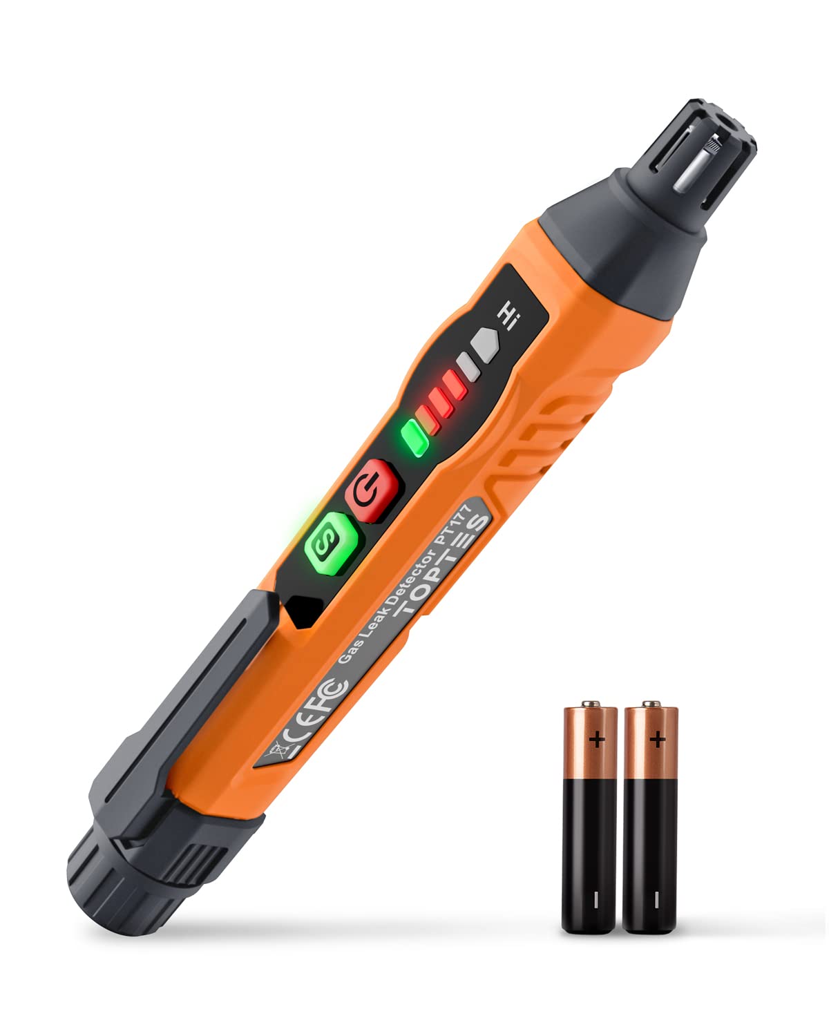Natural Gas Detector, TopTes PT177 Gas Leak Detector with Audible & Visual Alarm, Portable Gas Sniffer to Locate Combustible Leak Sources Like Methane, Propane for Home (Includes Battery x2)-Orange
