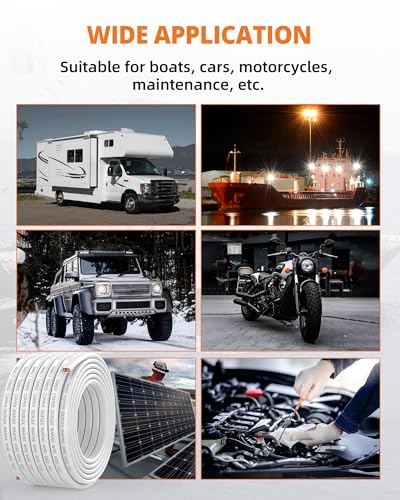 8 Gauge Marine Wire, 8/2 Duplex Marine Grade Cable, IP68 Waterproof/Oxygen-Free Tinned Copper Stranded PVC 8 AWG Wire for Boat, Automotive, RV, Solar, LED Strips (30FT/9M)