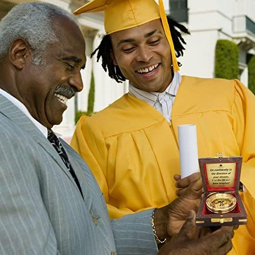 The Dream Chaser Compass in Wooden Box - 2025 Graduation Gifts for Him, College, High School, Birthday Gift Idea for Son, Boys, Daughter - Greeting Card Included, Inspirational, Motivational Present