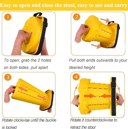 Fishboy Upgraded Collapsible Stool, 400lbs Max Weight, Lightweight But Sturdy, Portable Retractable Folding Telescoping Foldable Camping Stool for Adults Outdoor Fishing Hiking Gardening Travel BBQ