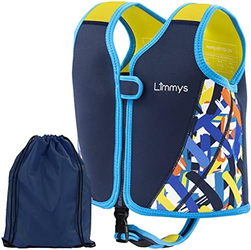 Limmys Premium Kids Swim Vest - Toddler Swim Jacket and Buoyancy Swimming Aid - Modern Design Swimming Vest for Boys, Girls and Babies - Drawstring Bag Included