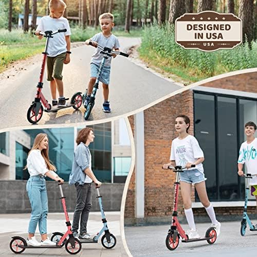 Kick Scooter for Ages 6+,Kid, Teens & Adults. Max Load 240 LBS. Foldable, Lightweight, 8IN Big Wheels for Kids, Teen and Adults, 4 Adjustable Levels. Bearing ABEC9