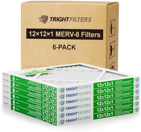 12x12x1 Air Filter 6 Pack, Durable MERV 8 Pleated Home HVAC AC Furnace Filters, Lightweight Compact Air Conditioner Filter Replacement