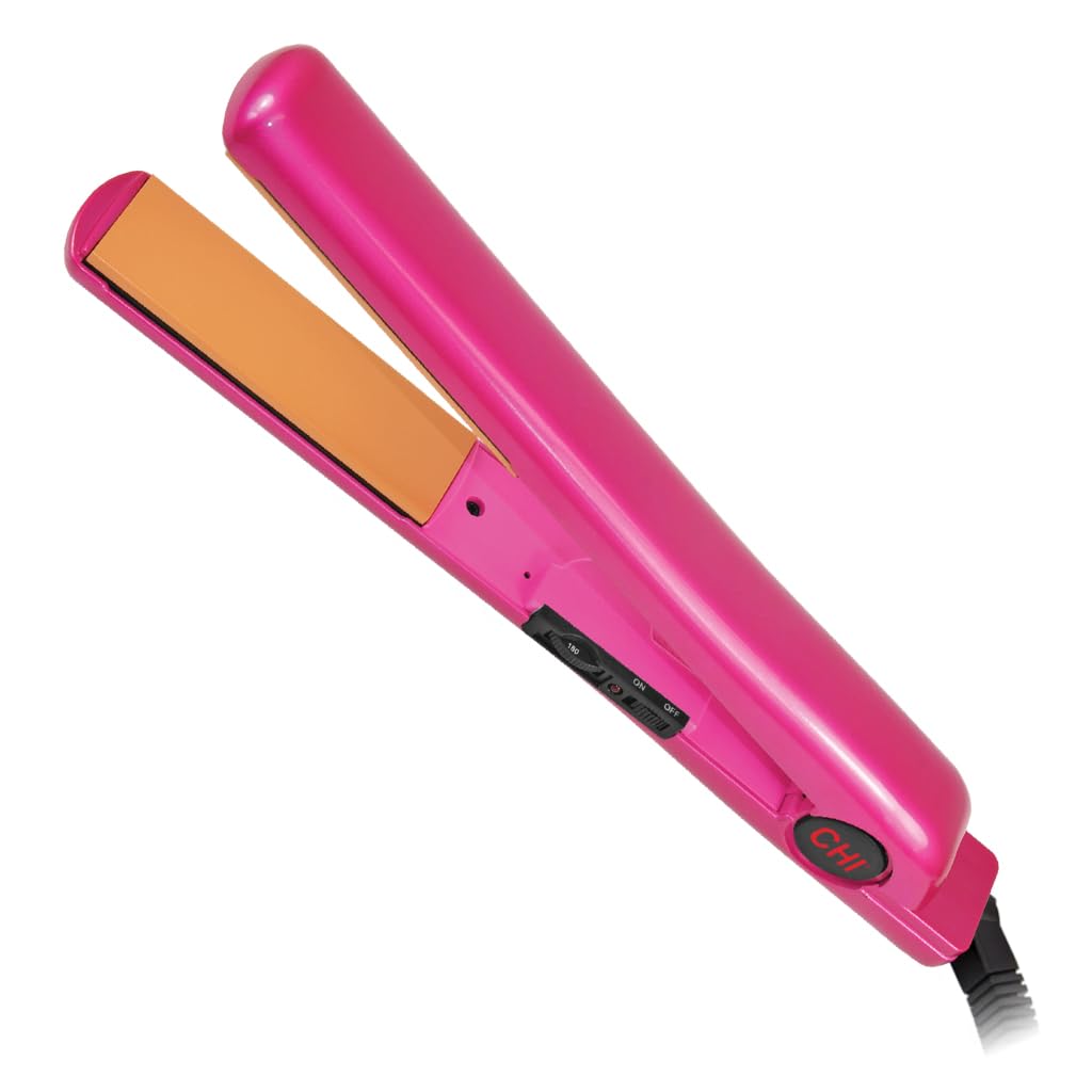CHI Tourmaline Ceramic Hair Straightening Flat Iron | 1" Plates | Pure Pink | Professional Salon Model Hair Straightener