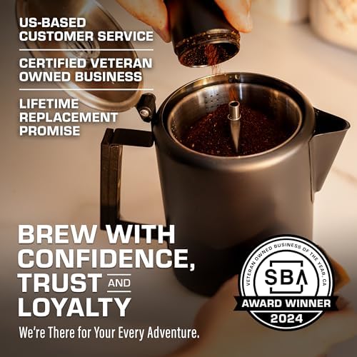 COLETTI Black Bozeman Percolator Coffee Pot — Camping Coffee Pot, Coffee Percolator – America’s Sleekest Percolator – Pure Stainless Steel, NO Aluminum or Plastic (9 Cup)