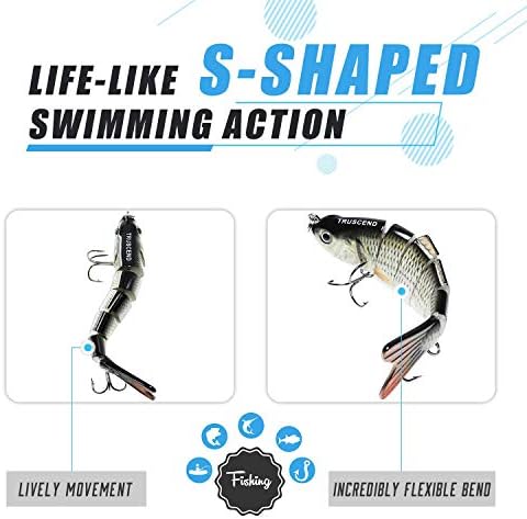 TRUSCEND Swimmax for Freshwater and Saltwater, Lifelike Fishing Lures for Bass Trout Crappie Walleye Pike Bluegill Salmon, Swimbait for Bass Fishing, Amazing Fishing Gear Gifts for Family Fishing