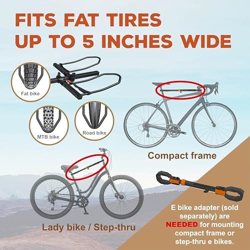 HYPERAX Volt 2 - E Bike Hitch Mounted Platform Style 2 Bikes Carrier for Car, SUV, Trucks, Sedan, Tilting e-Bike Rack for Hitch Fits Up to 2 X 70 lbs Bike with Up to 5" TIRE - NO RV USE!