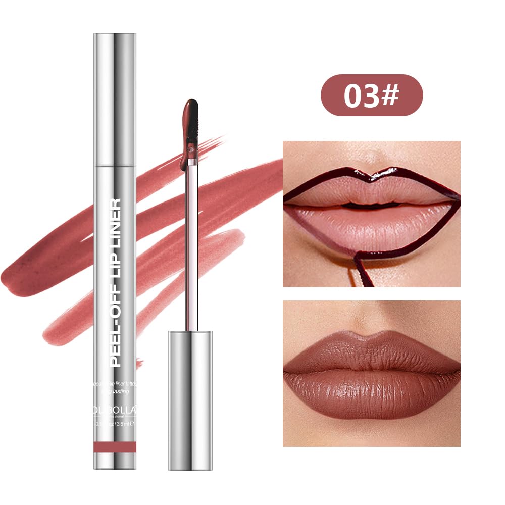 BANGFENG 4Pcs Peel Off Lip Liner Stain Set - Long-Lasting, Smudge-Proof, Waterproof Nude Matte Lip Tint, Non-Fading Peel Off Lip Color, Effortless Precision & Full Coverage, 24H Color Hold