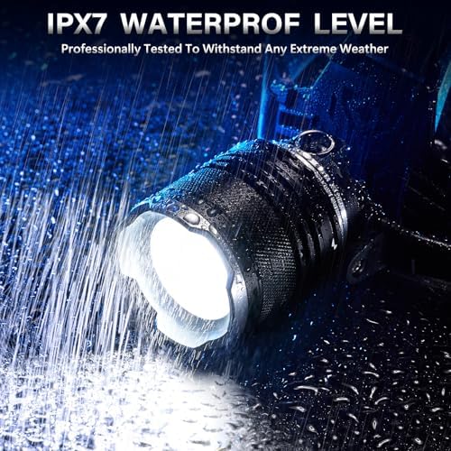 AKNEAR LED Rechargeable Headlamp 2980 High Lumens, 95 Hours Endurance Head Lamp with Zoomable & 12 Modes & IPX7 Waterproof & 125ยฐ Adjustable, Super Bright Head Light for Outdoor, Camping, Hard Hat