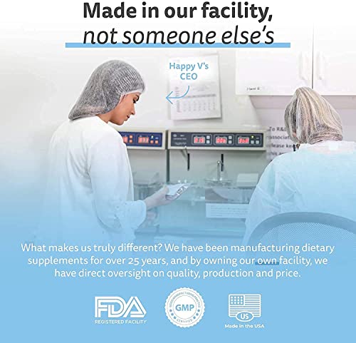 Happy v Dr. Formulated Vaginal Probiotics for Women, Clinically Proven Womens Probiotic for Vaginal Health & pH Balance Complex, Natural BV Treatment & Yeast Infection Prebiotics, 60 Vegan Capsules